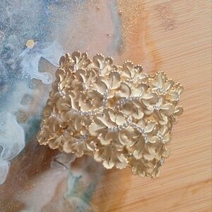 Roberto by RFM Cuff Slave Bracelet leaf design and crystals